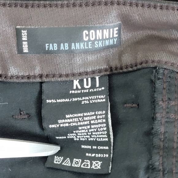 Kut from the Kloth Chocolate High Rise Faux Leather Coated Connie Ankle Sz 8 NEW - Picture 12 of 16